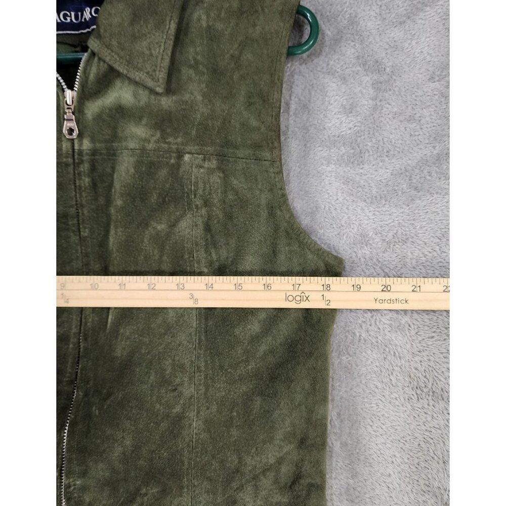 Saguaro Vest Womens Large Green Suede Leather Full Zip Western 90s Vintage Top - Picture 5 of 12
